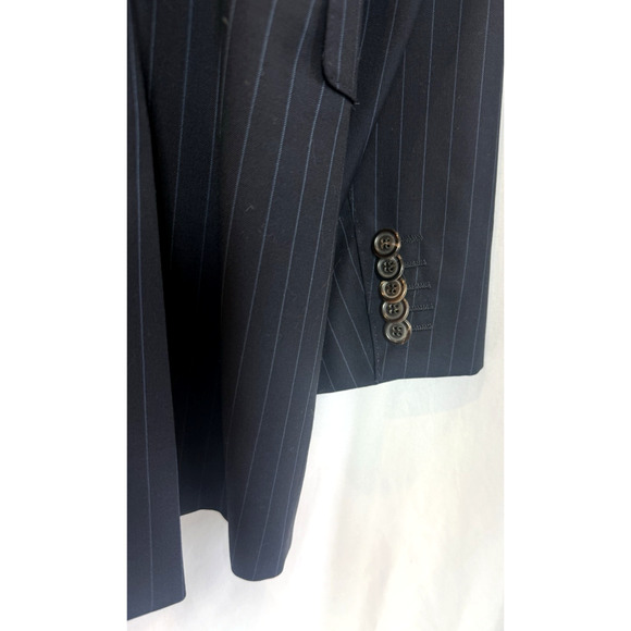Paul Smith Mens Mohair Wool Blazer Suit Jacket 46 L Navy Pinstripe Pants Italy - Picture 5 of 14